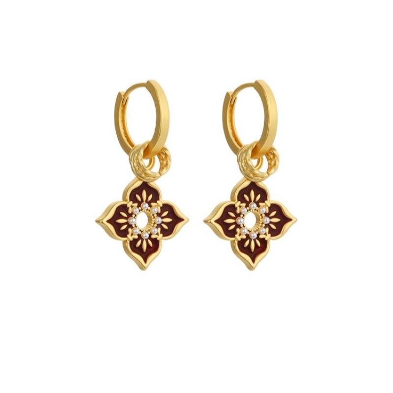 イヤリング レディース 高級感 ドロップ イヤリング シルバー925 ジルコニア 彩色 四つ葉 クローバー ファッション 通勤 アクセサリー(4)