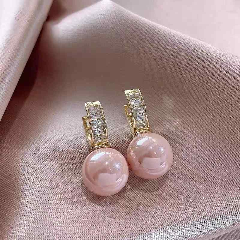 イヤリング レディース ピンク系 パール U形 幾何学形 電気メッキ加工 ファッション 通勤 かわいい 高..