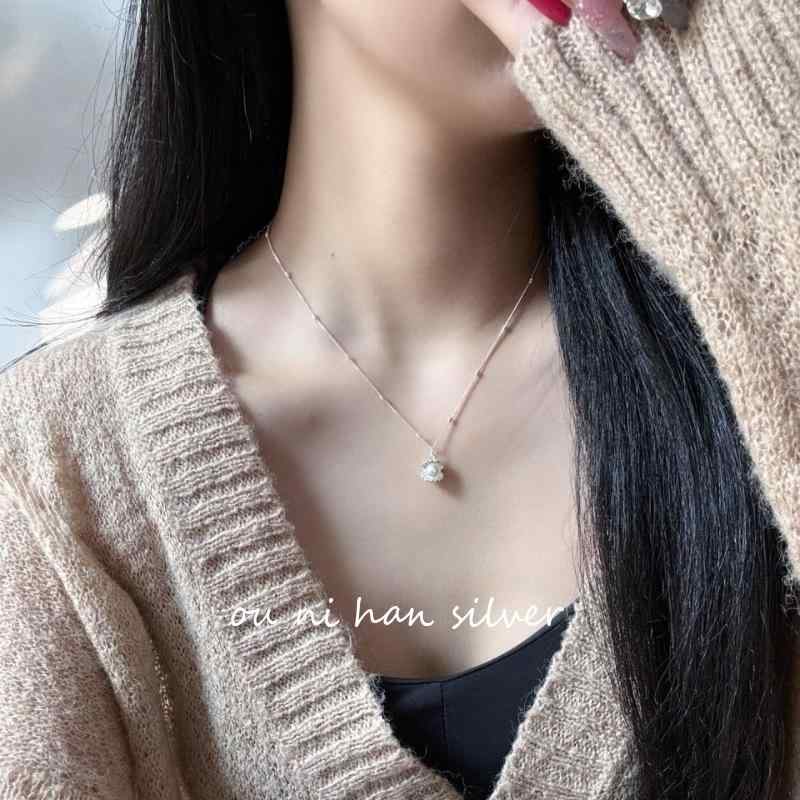 ネックレス レディース シルバー925 シェル パール ペンダント 鎖骨チェーン ins 小さめ プチプラ 電気メッキ加工 ファッション 通勤 デート