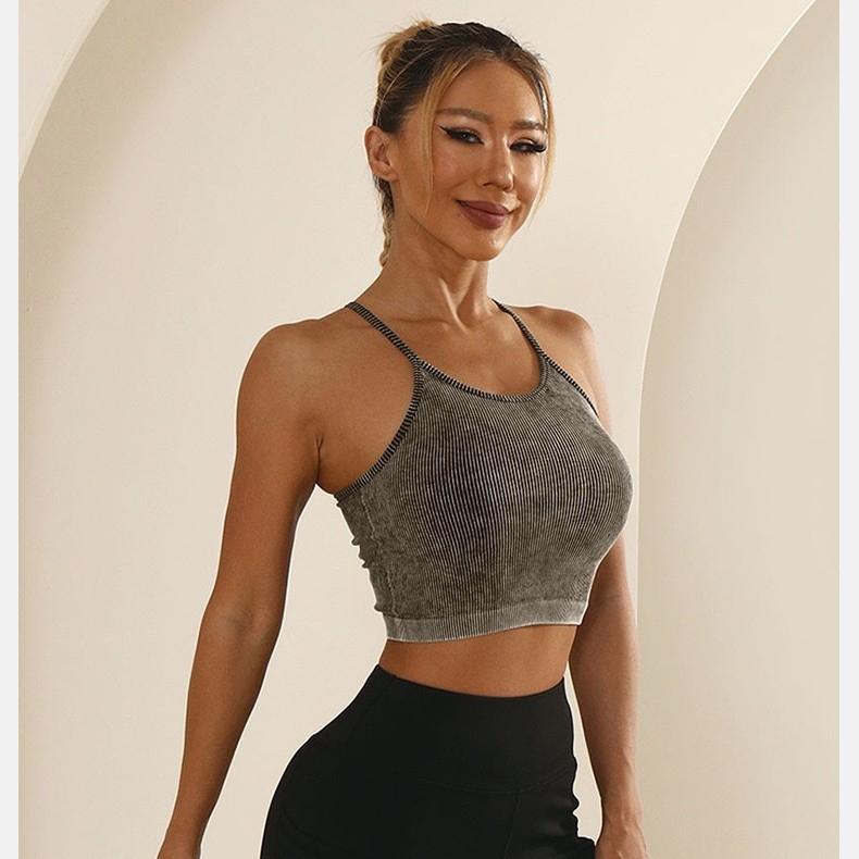 ヨガウェア レディース スポーツブラ タンクトップ型 ブラトップ カップ付き 速乾 ノンワイヤー バックシャン 接触冷感 ジム トレーニング フィットネス ランニング ピラティス インナー ブラック ピンク系