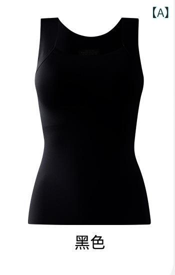 レディース インナー あったか肌着 保温インナー 女性用 肌着 タンクトップ カップ付き ノースリーブ トップス 無地 黒 ベージュ ブラウン ワインレッド 秋冬