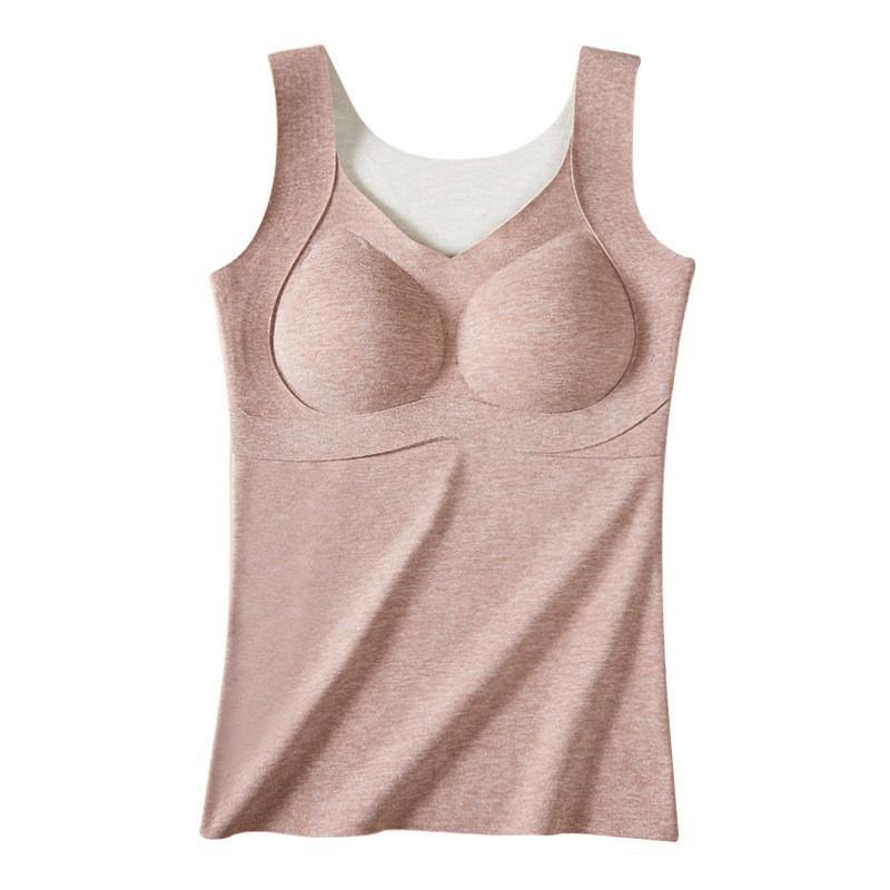 レディース 保温インナー 秋冬 蚕糸 ウール 徳绒 Vネック 加厚 ノンワイヤー ブラトップ キャミソール あったか 肌着