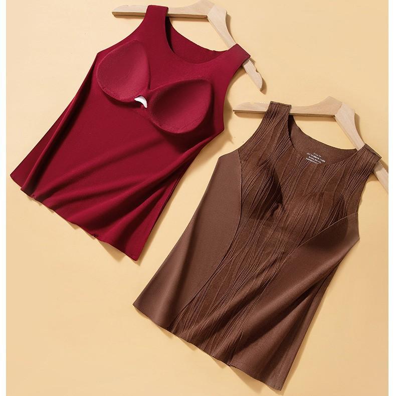 インナー レディース 秋冬 暖かい 裏起毛 カップ付き あったかインナー 防寒 肌着 トップス 下着 ブラトップ M L XL 2XL ブラック ブラウン レッド ホワイト