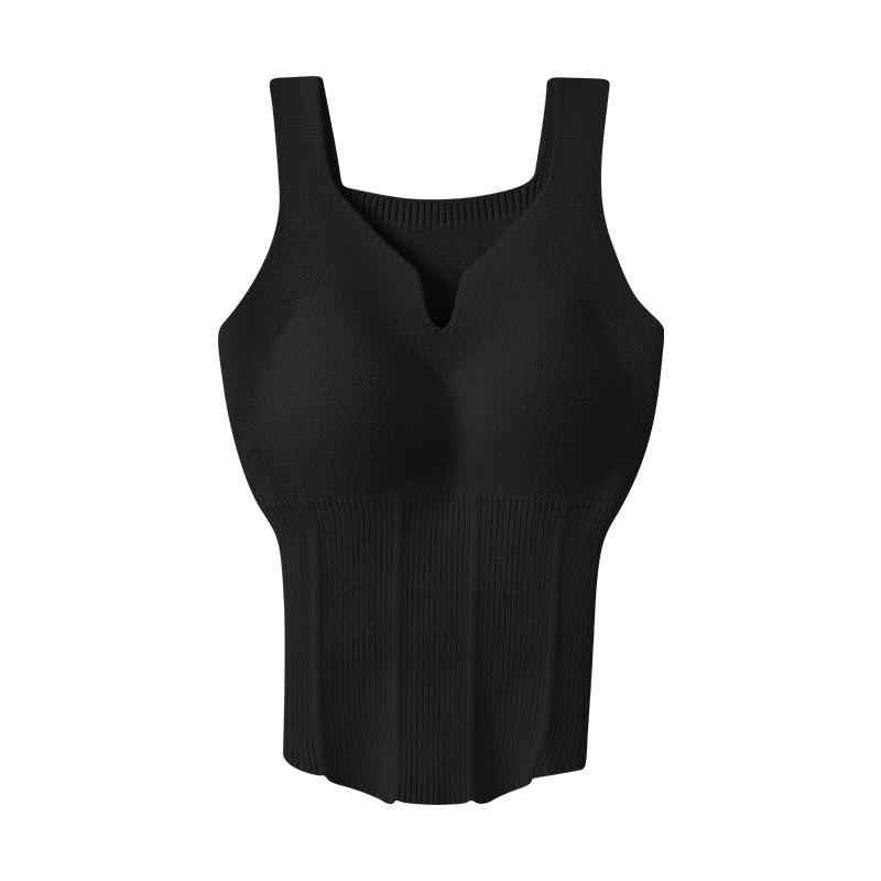 タンクトップ レディース あったかウール インナー カップ付き Vネック 肌着 下着 防寒 あったか 秋冬 スリムフィット