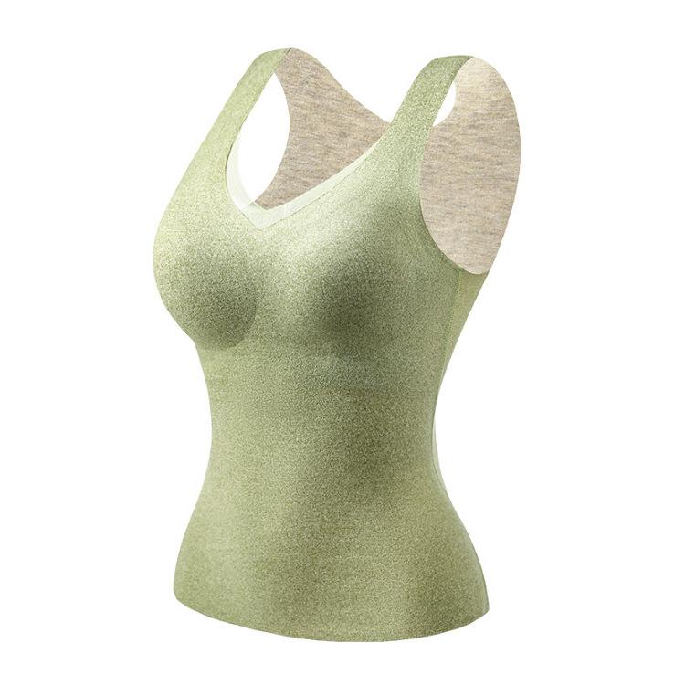 インナー レディース 秋冬 暖かブラトップ 一体型 徳絨 裏起毛 ベスト 無縫製 カップ付き 肌着 ブラック ピンク系 ベージュ 接触温感 保温性