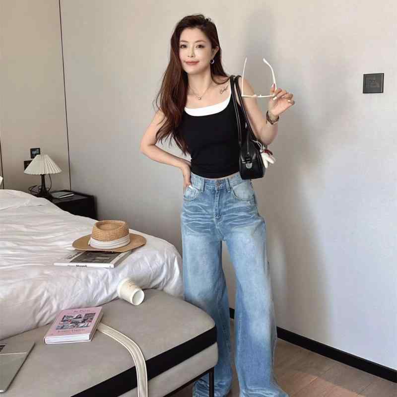 タンクトップ レディース 重ね着風 カップ付き 春夏 おしゃれ スリムフィット キャミソール 深グレー ..