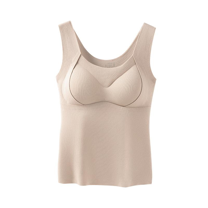 ベスト レディース 秋冬 羊毛 保温 防寒 肌に優しい シルク インナーウェア カップ付き Uネック トップス あったか 暖か 重ね着