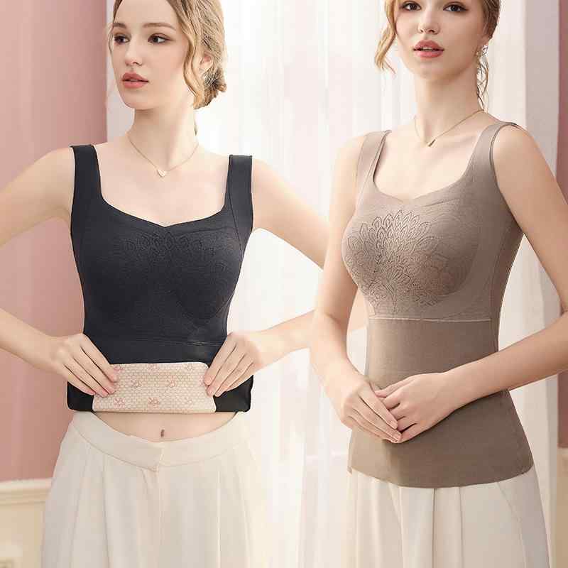 インナー レディース 暖か背心 接触冷感 裏起毛 補正下着 あったかインナー Uネック 肌着 部屋着 防寒 保温 ポリエステル 無地 ブラック ベージュ ブラウン