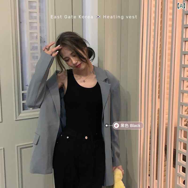 インナー レディース 発熱 接触冷感 ベスト 再生繊維 あったか 防寒 保温 ラウンドネック ノースリーブ トップス 肌着 下着 重ね着 部屋着 ブラック グレー カーキ