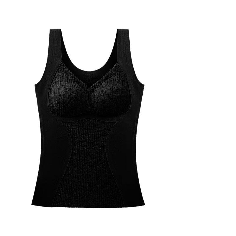 インナー レディース 秋冬 暖かブラトップ Vネック 背心 レース 接触温感 無縫製 肌着 保温 あったかインナー ベスト2