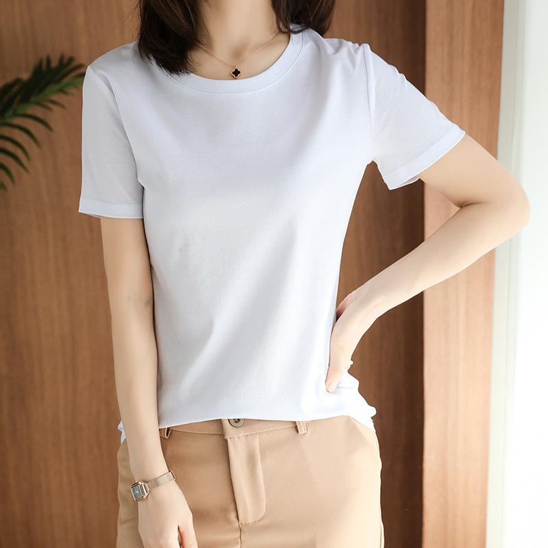 Tシャツ レディース 半袖 シルクコットン トップス ラウンドネック 薄手 カットソー ミントグリーン 純..