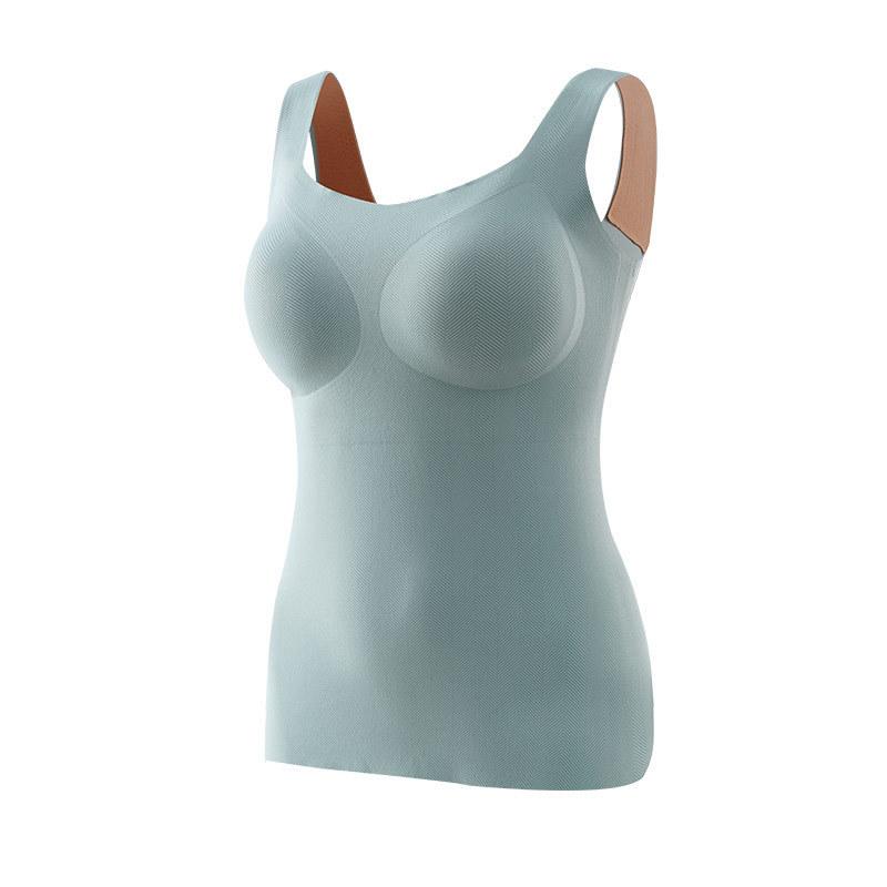 インナー レディース 秋冬用 火山岩 あったか 保温 インナーシャツ ブラキャミソール カップ付き スクエアネック ノンワイヤー 薄手 部屋着 伸縮性 静電気防止 M L XL XXL