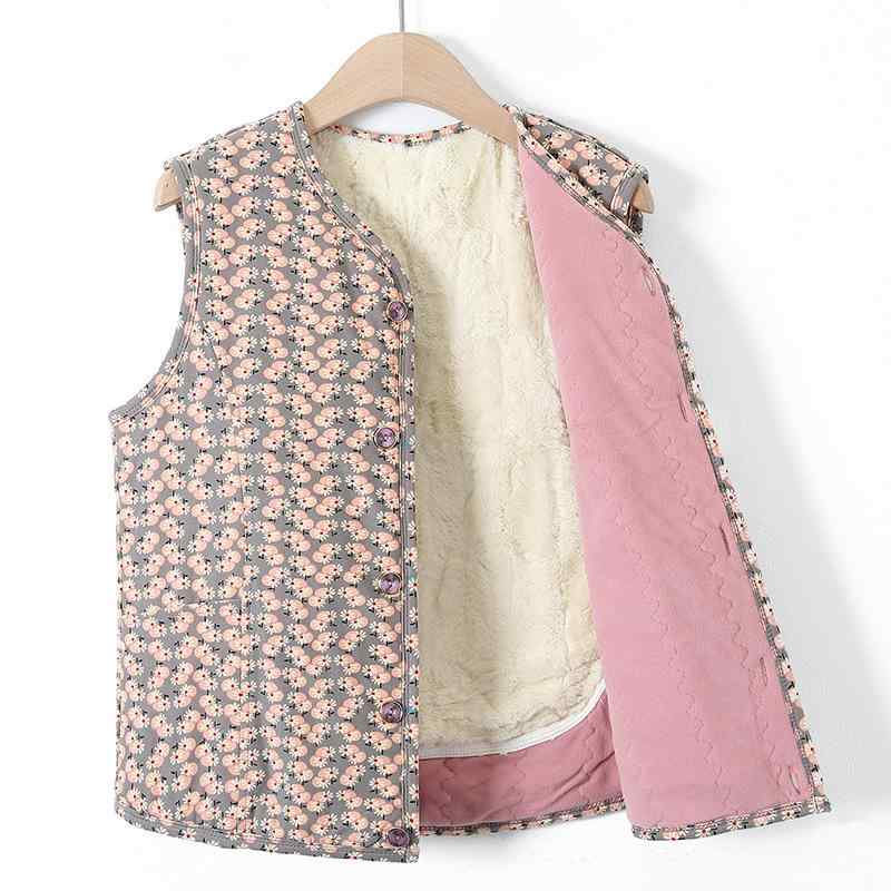 ベスト レディース 高齢者向け 裏起毛 あったか インナー シニア 婦人服 祖母 おばあちゃん 敬老の日 プレゼント 部屋着 普段使い ポリエステル 花柄