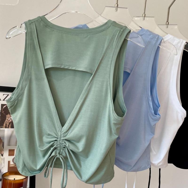 ヨガウェア レディース スポーツブラ 夏用 薄手 通気性 ノースリーブ ランニング トレーニング シャツ ..