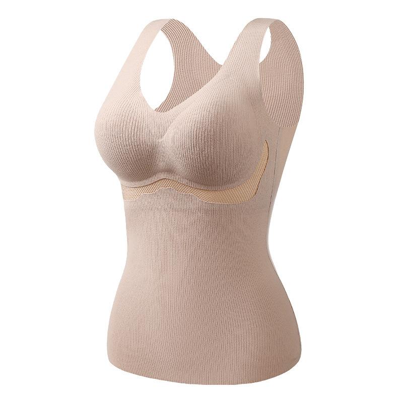 インナー レディース 秋冬 保温 あったか Vネック カップ付き キャミソール ブラトップ 部屋着 普段使い 肌着 下着 婦人服 女性用 L XL 2XL 3XL ブラック ピンク系 グリーン系 ベージュ系 コーヒー