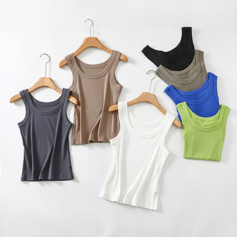 タンクトップ レディース 再生繊維 インナー 接触冷感 吸湿速乾 ブラ紐隠し 無地 シンプル カジュアル 重ね着 ヨガ ルームウェア ブラック ホワイト グレー