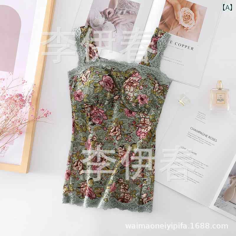 ブラジャー レディース レース ノンワイヤー カップ付き キャミソール ビスチェ ヨガ ウェア インナー 接触冷感 吸湿速乾 ストレッチ