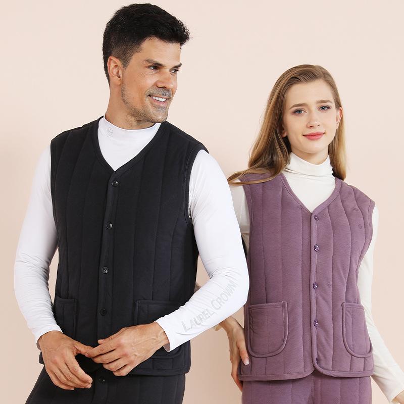 ベスト レディース 秋冬 暖かい インナー 厚手 裏起毛 部屋着 Vネック あったか 保温 肌着 女性用 トップス チョッキ 防寒 冷え対策 グレー ピンク系 パープル