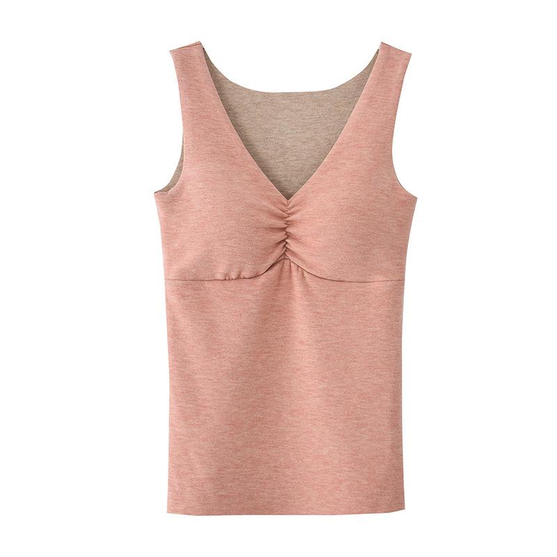 インナー レディース 秋冬 ウール 接触温感 ブラキャミソール カップ付き 防寒 あったかインナー M L XL XXL ピンク系 パープル ブラック