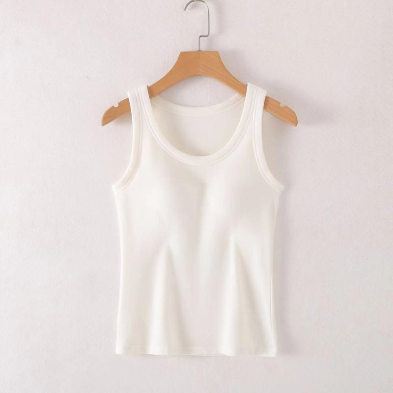 ベスト レディース 秋冬 カップ付き インナー ウェア 黒 白 グレー 無地 スリム 保温性 アクリル2