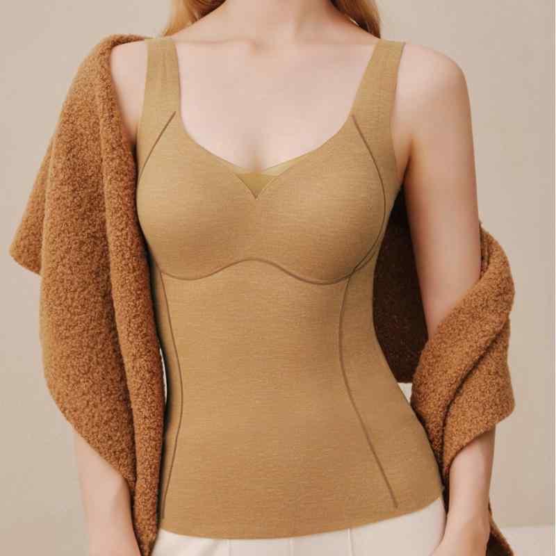 タンクトップ レディース 暖かインナー Vネック 肌着 保温 肌触り良い あったかインナー キャミソール ストレッチ 無地 秋冬