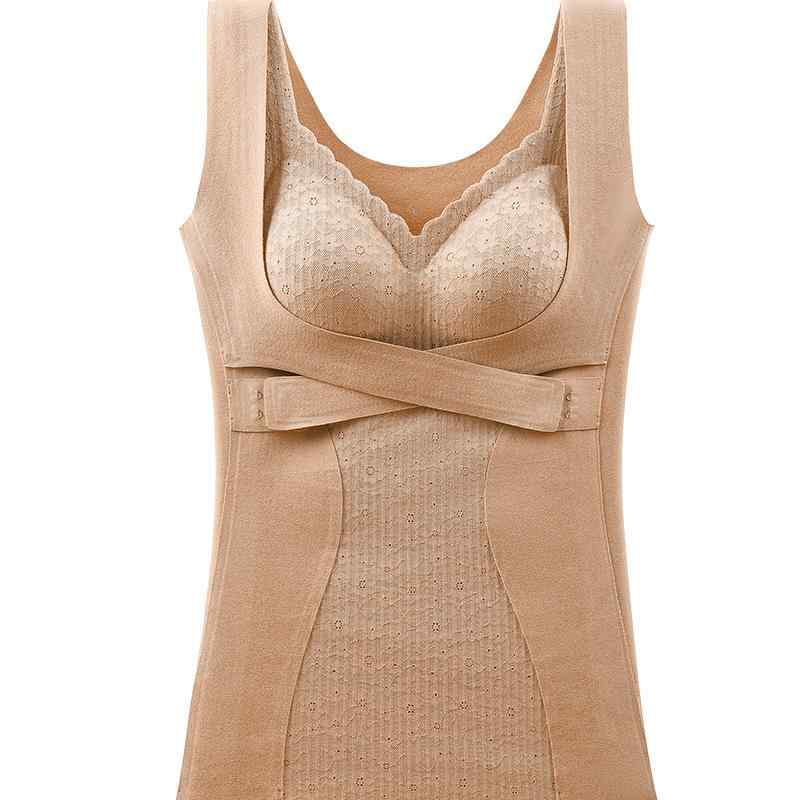 背心 レディース 補正下着 シェイプウェア あったかインナー 腹巻付 ウエストニッパー 着圧 Vネック ベージュ系 ブラック L XL XXL2