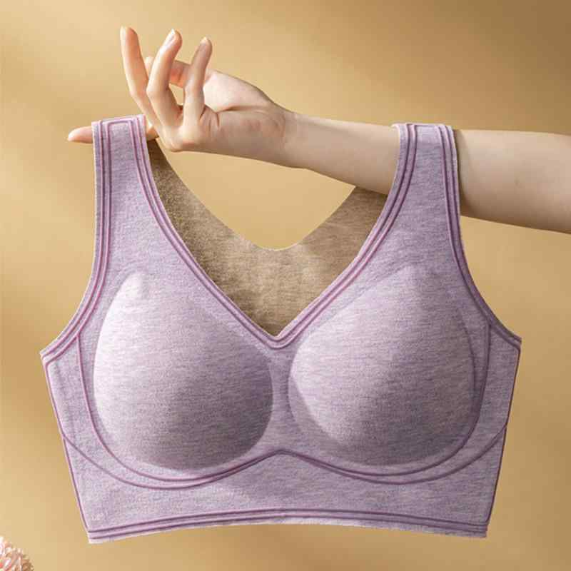 インナー レディース 暖かブラトップ デルロン素材 発熱 裏起毛 ノンワイヤーブラ スポーツブラ 秋冬 あったかインナー