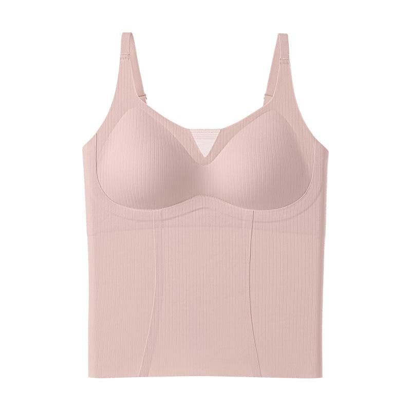 インナー レディース あったかインナー 防寒肌着 裏起毛 Uネック ノンワイヤー ブラトップ カップ付き キャミソール トップス 無地 ストレッチ 伸縮性 保温性 ブラック ピンク系2