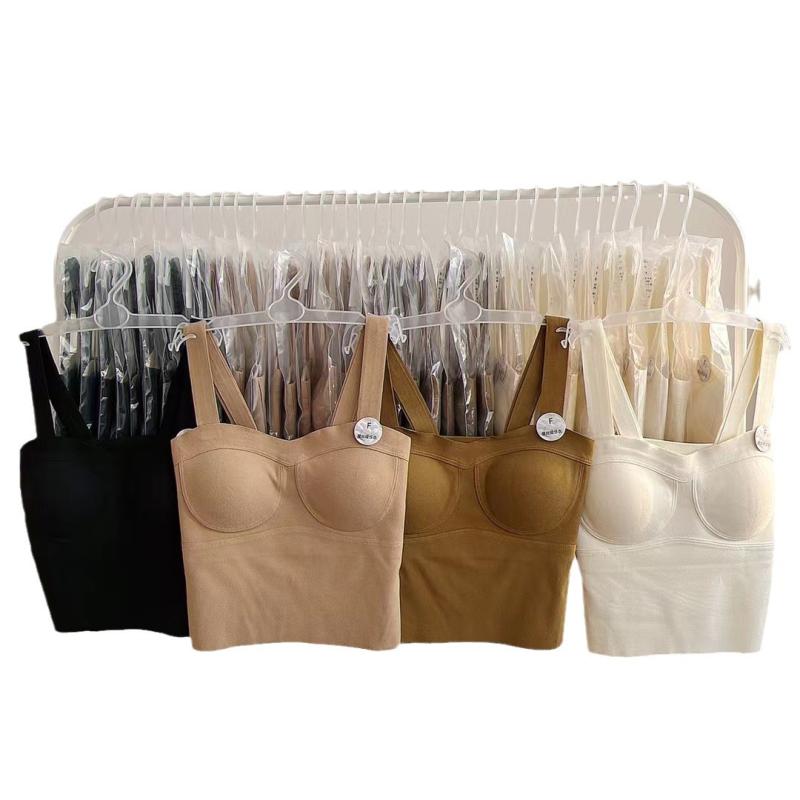 キャミソール レディース あったか裏起毛インナー 暖感 ポリエステル 吊りトップス 無地 一体型ブラ 背中開き 保温 部屋着 秋冬