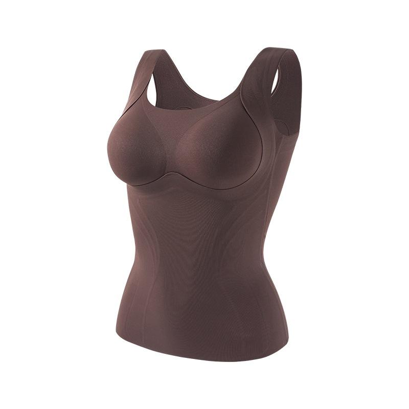 肌着 レディース 秋冬 ブラトップ 一体型 カップ付き インナー 防寒 あったかインナー 背中暖め 保温 伸縮性 吸湿性 Uネック