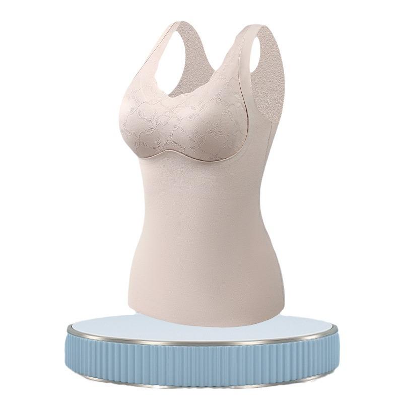 インナー レディース 秋冬 暖かい 裏起毛 Vネック 保温インナー キャミソール カップ付き 背中暖め あったかインナー 肌着 部屋着 普段使い2