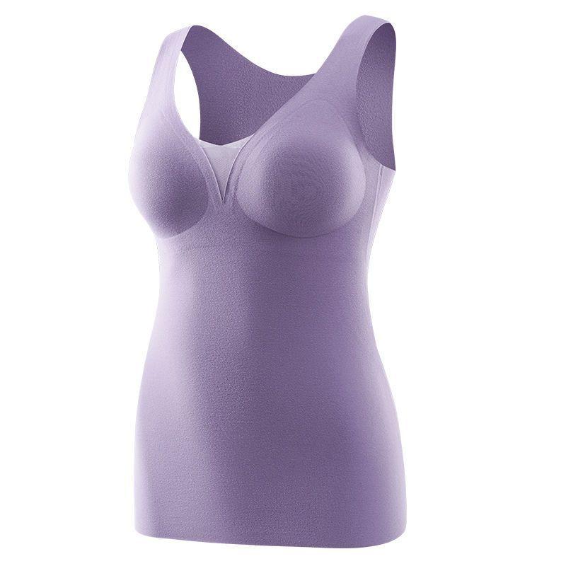 インナー レディース 保温タンクトップ 裏起毛 カップ付き Vネック あったかインナー 部屋着 普段使い ブラック パープル ベージュ系