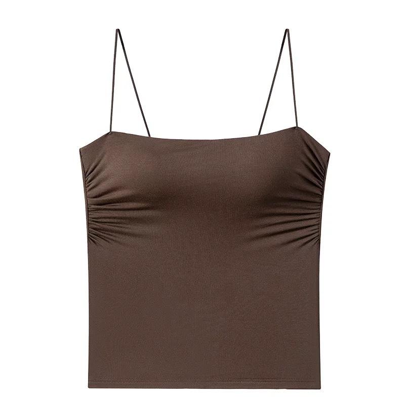 キャミソール レディース ビスチェ カップ付き ブラトップ インナー 接触冷感 吸湿速乾 ストレッチ 無地 春夏 一字领