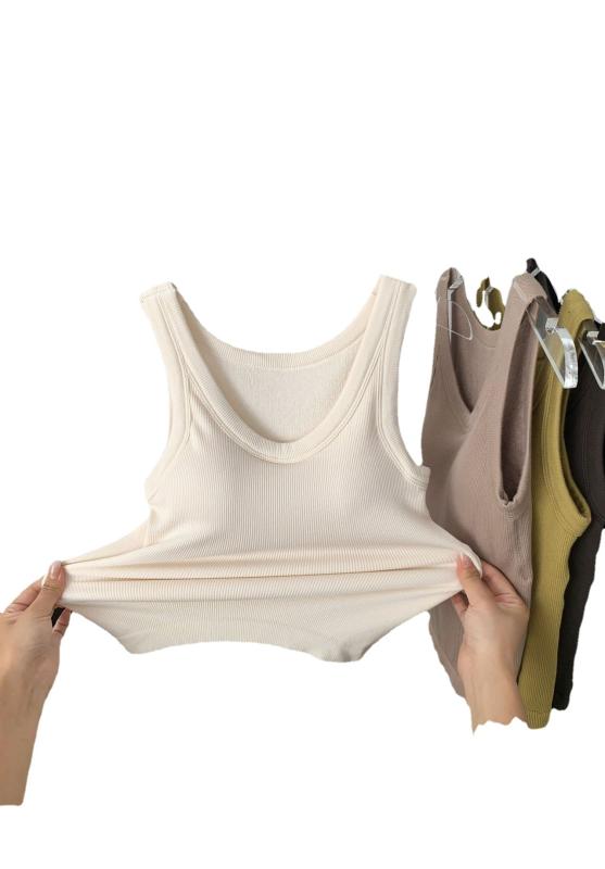 ベスト レディース あったかインナー 裏起毛 防寒 インナーウェア ブラトップ カップ付き 部屋着 ルームウェア ラウンドネック 保温性 ストレッチ性