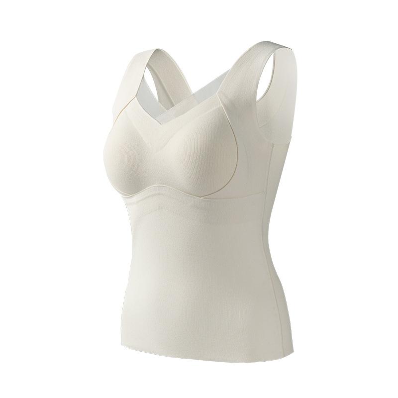 ベスト レディース 秋冬用 あったかインナー Vネック 肌着 裏起毛 腹巻 防寒 部屋着 普段使い トップス ポリエステル 無地 ホワイト グレー カーキ コーヒー グリーン ブラック