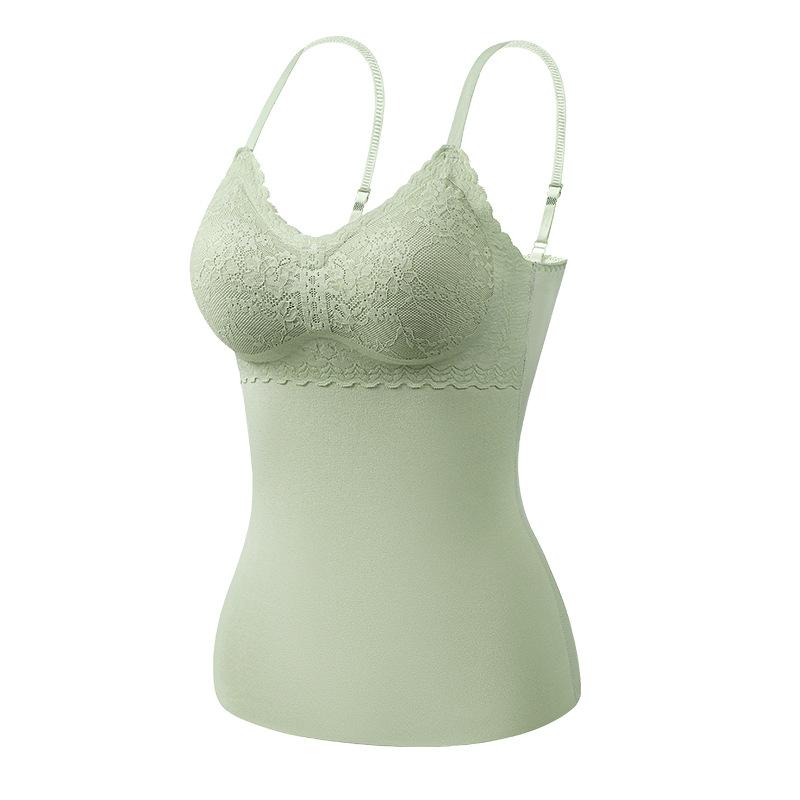 インナー レディース 保温インナー Vネック カップ付き キャミソール 肌色 ライトグリーン ムーンライトグレー カーキ ブラック M L XL XXL あったかインナー 部屋着 普段使い