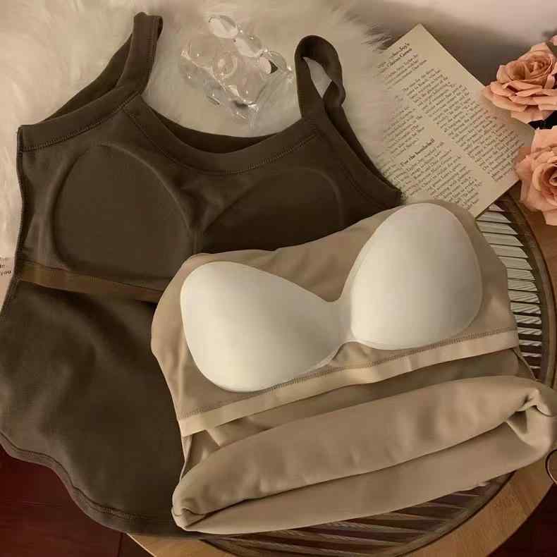 インナー レディース 秋冬 発熱 保温 裏起毛 キャミソール カップ付き あったか 暖かい 肌着 部屋着 寒さ対策 冷え対策 ストレッチ 伸縮性