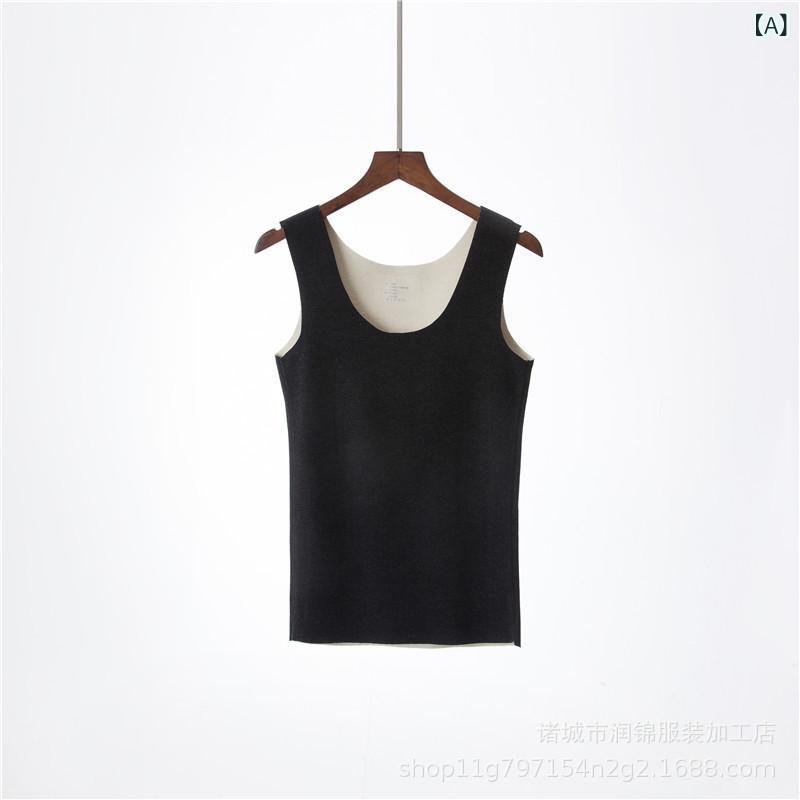 ベスト レディース 女性用 保温インナー 肌着 加絨起毛 あったか下着 防寒 厚手 ストレッチ ラウンドネック ノースリーブ トップス 綿 ブラック ピンク系 ブルー コーヒー M L XL XXL