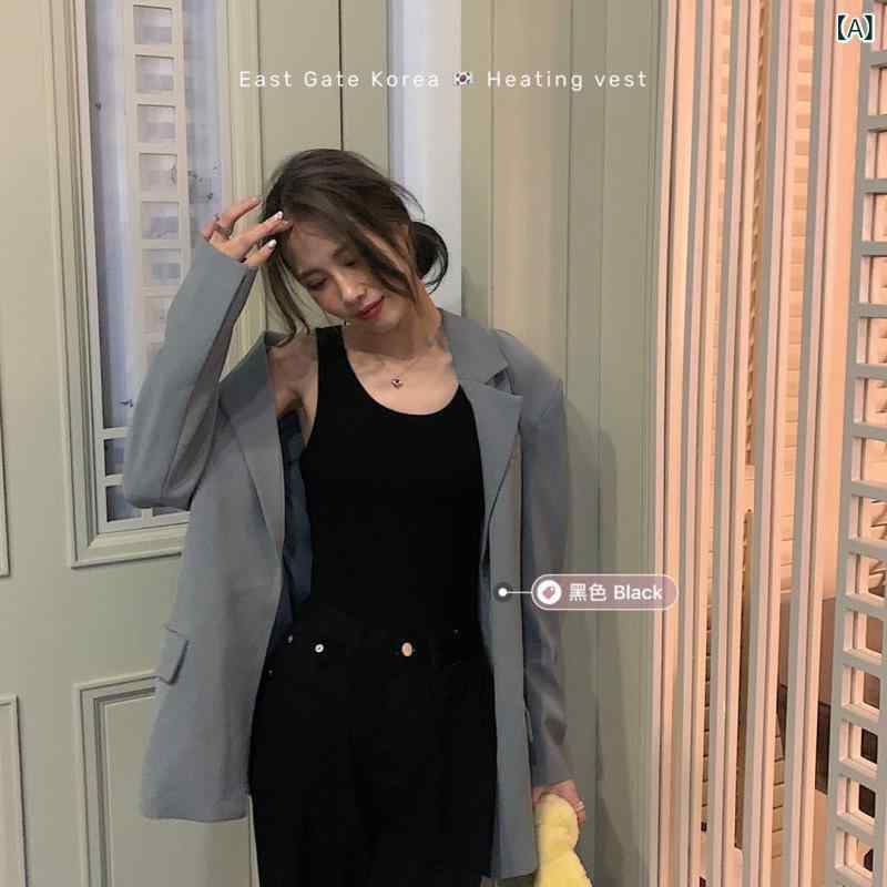 ベスト レディース 裏起毛 発熱 保温 インナー 秋冬 暖か 防寒 スリム 重ね着 伸縮性 無地 黒 グレー ..