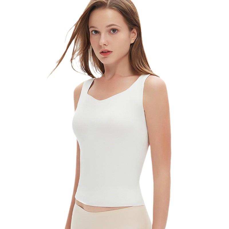 ベスト レディース 暖か インナー トップス 女性用 デシン 無地 防寒 肌着