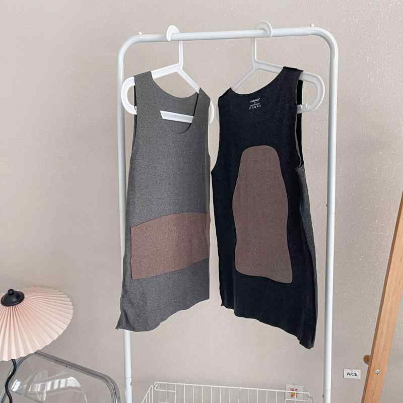 メンズ 保温インナー 背心 男性用 発熱 接触温感 ポリエステル 起毛 伸縮性 厚手 ラウンドネック 黒 グレー2