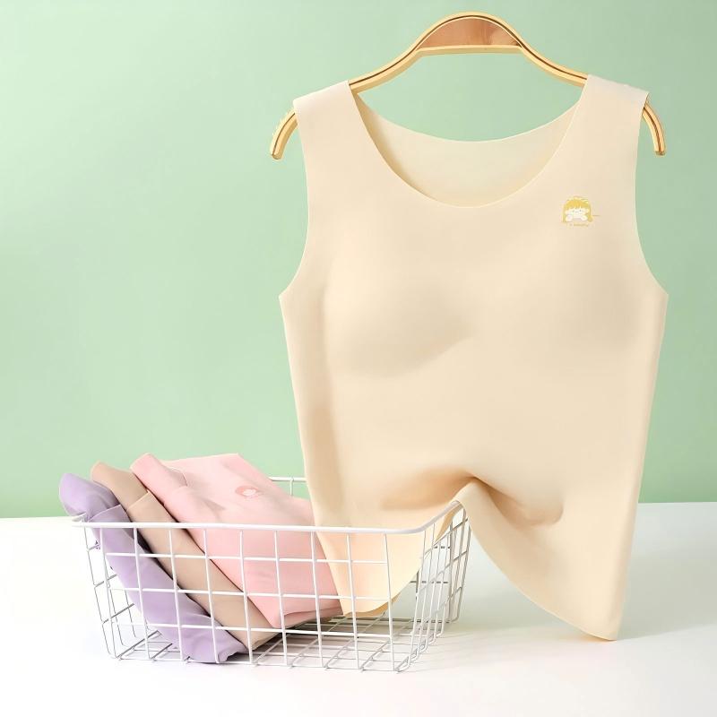 肌着・インナー キッズ 秋冬 発育期用 カップ付き インナーシャツ ノンワイヤー ポリエステル あったか..