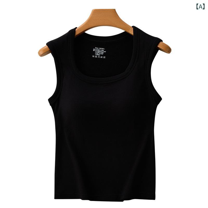 背心 レディース 保温 インナー カップ付き あったか 秋冬 粘纤 ノースリーブ 黒 白 グレー 赤