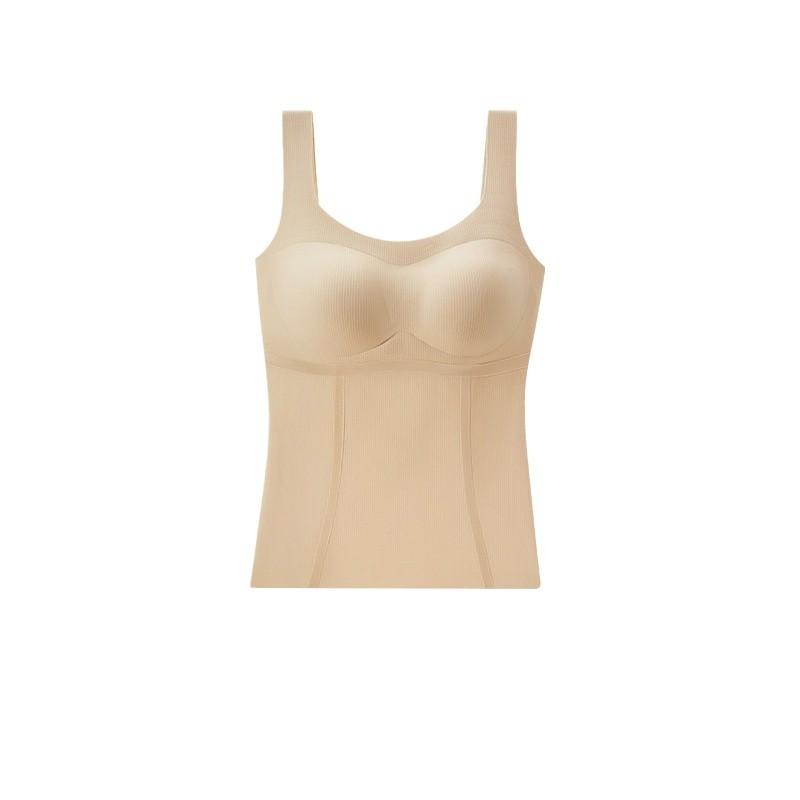 インナー レディース 保温 ベスト 美背 胸パッド付き Uネック 肌色 黒 赤 紫 伸縮性 あったか 秋冬 下着 部屋着 普段使い