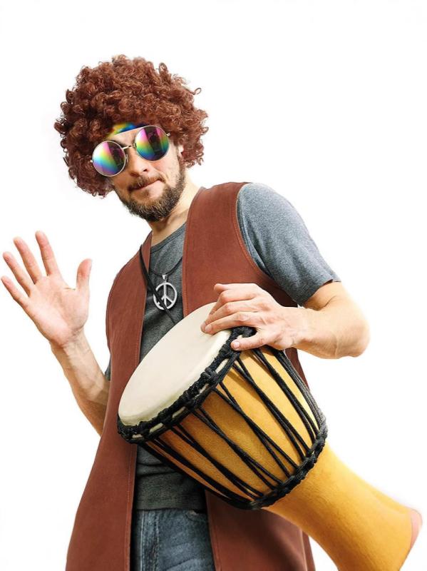 ベスト レディース 60年代 70年代 パーティー 舞台衣装 フリンジ スエード調 幾何学模様 Vネック ショ..