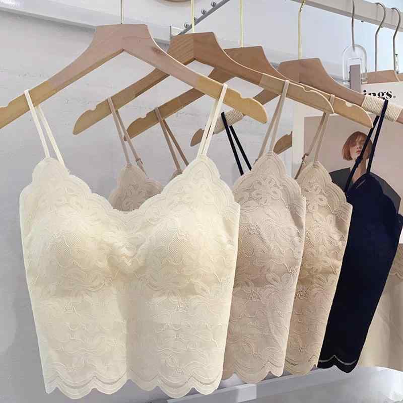 キャミソール レディース レース チューブトップ ブラトップ カップ付き インナー Vネック 肌色 黒 白 杏色 伸縮性 吸湿速乾 通気性 デイリー 普段使い