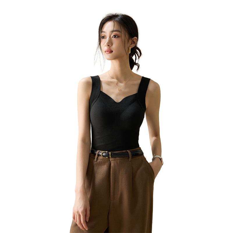 タンクトップ レディース Vネック 発熱 保温 インナー 肌着 ブラ付き あったか 暖か 高弾性 ポリエステル 部屋着 普段使い 秋冬
