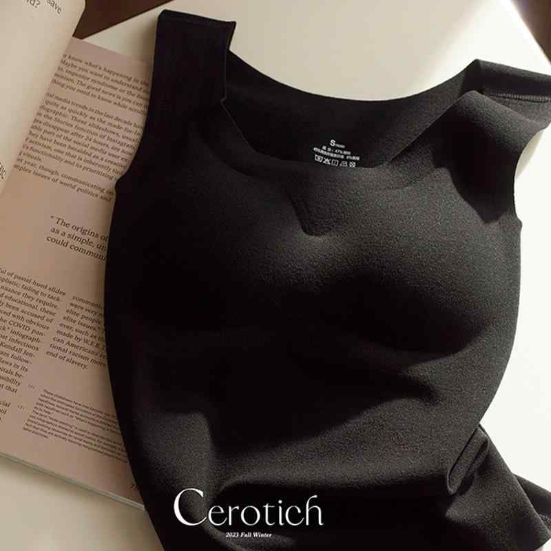 ベスト レディース ブラカップ付き あったかインナー 秋冬 Uネック 無地 肌着 保温 部屋着 普段使い アクリル ストレッチ2