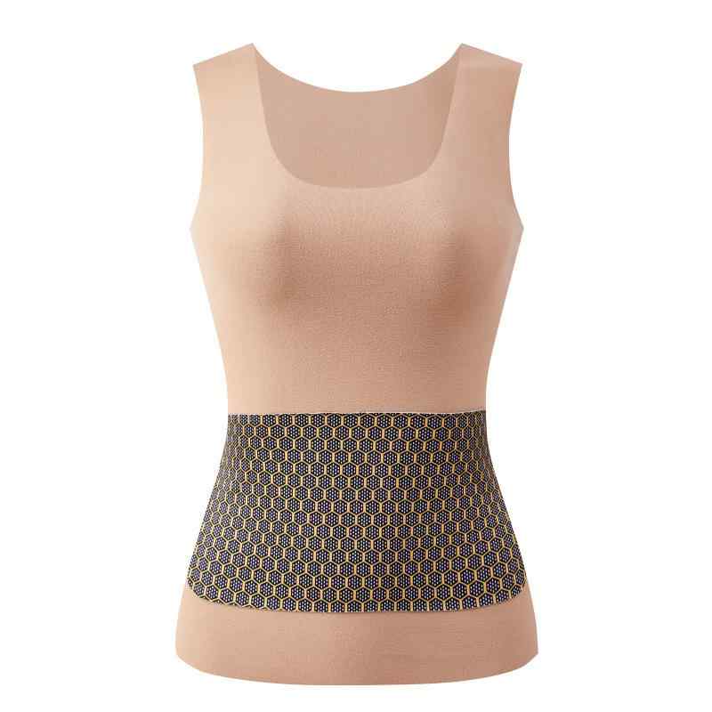 ベスト レディース 秋冬 両面 徳絨 発熱 保温 無縫製 パッチ付き あったか インナー 肌着 ラウンドネック 防寒 部屋着 普段使い 重ね着 トップス ポリエステル ホワイト ベージュ ブラック カーキ2