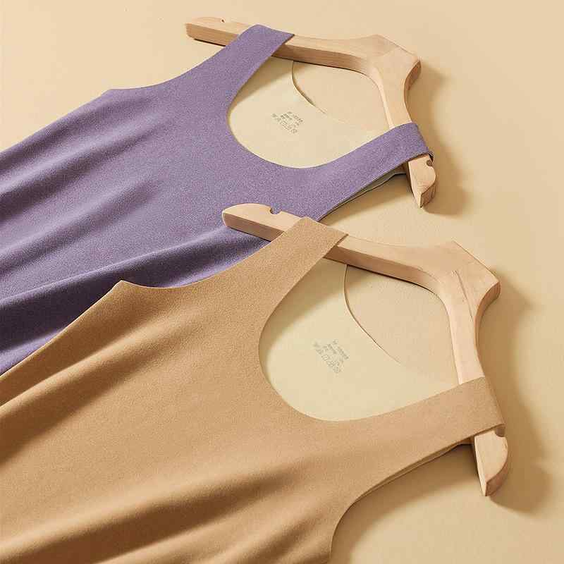 ベスト レディース 秋冬 キャミソール 肌着 保温 インナー レイヤード ラウンドネック 磨毛 部屋着 普段使い あったか 暖かい 紫 グレー ベージュ キャメル